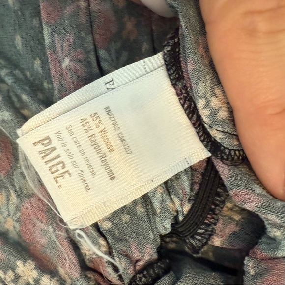 PAIGE Floral Faux Wrap Peplum Blouse Sweetheart Neck Size Large - Picture 11 of 13